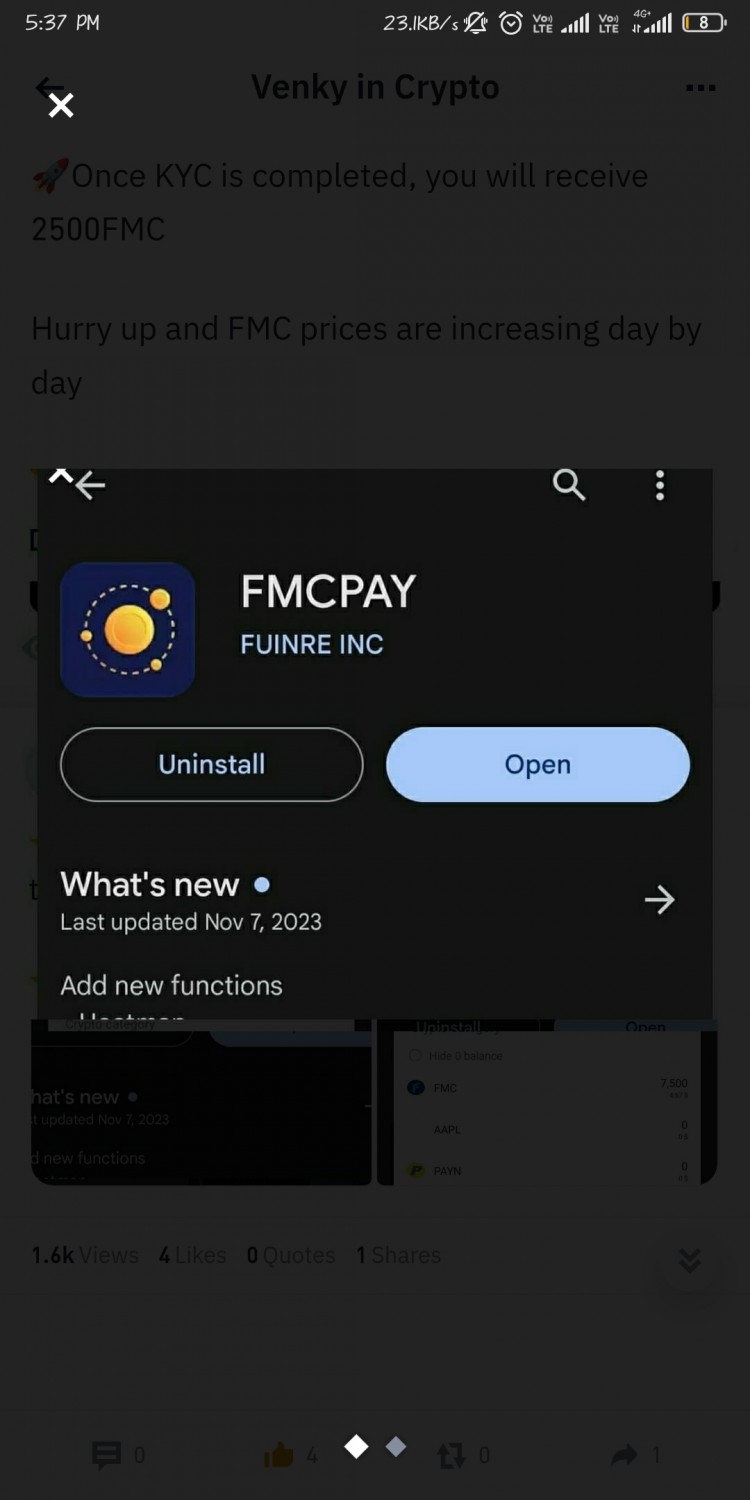 每日免費賺取10$到20$隻需操作，Playstore或IOS安裝應用程序FmcPay，推薦碼668